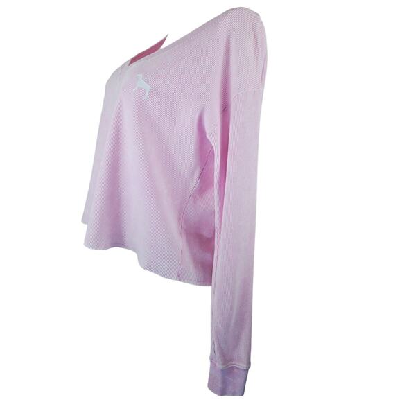 Victoria Secret Pink Crop Thermal Light Pink Tie Dye Winter Long Sleeve Shirt S - Picture 2 of 5